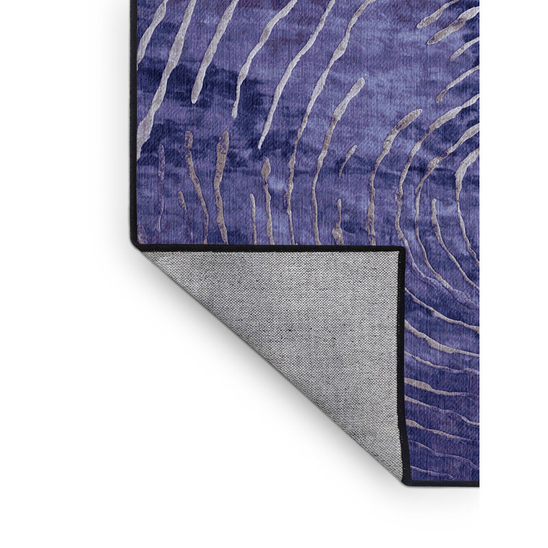 Machine Washable Gray Area Rug, Round 8'