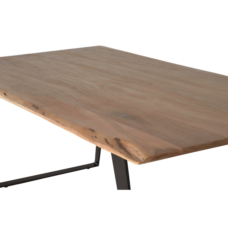 Highlawn Acacia Solid Wood Top Metal Base Dining Table