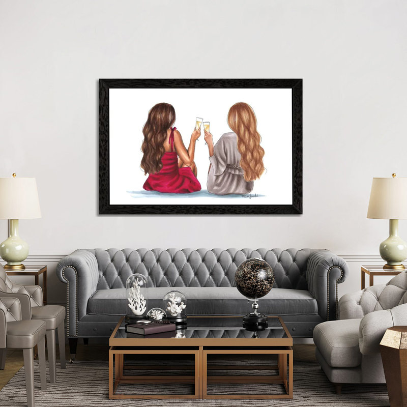 Cheers 1 Piece Wall Art on Canvas, 66.04 cm H x 45.72 cm W, Black Framed
