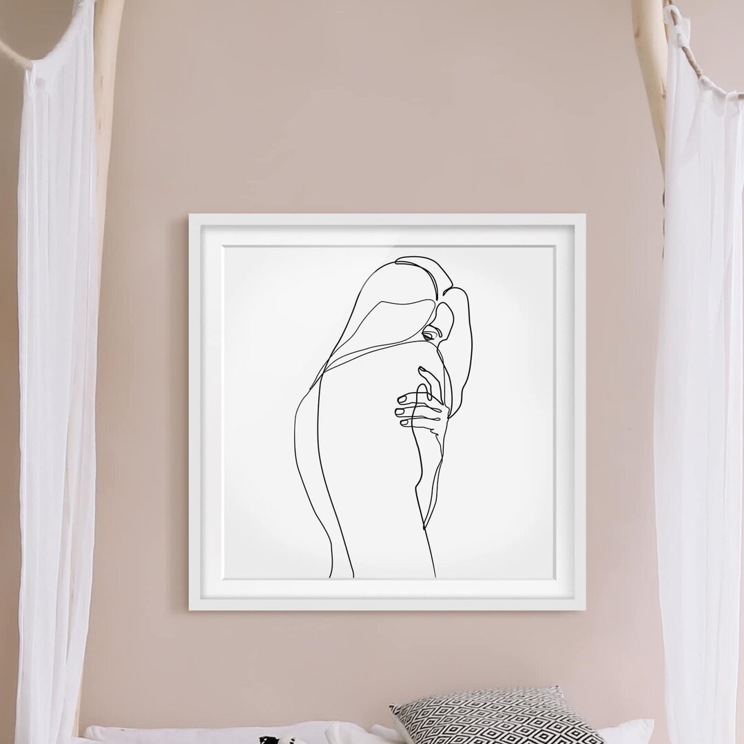 Gerahmtes Poster Line Art Female Nude Shoulder