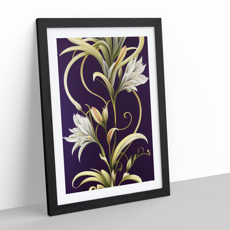 Classic Flowers No.2 - Single Picture Frame Painting, Black, 64cm H x 46cm W x 2cm D
