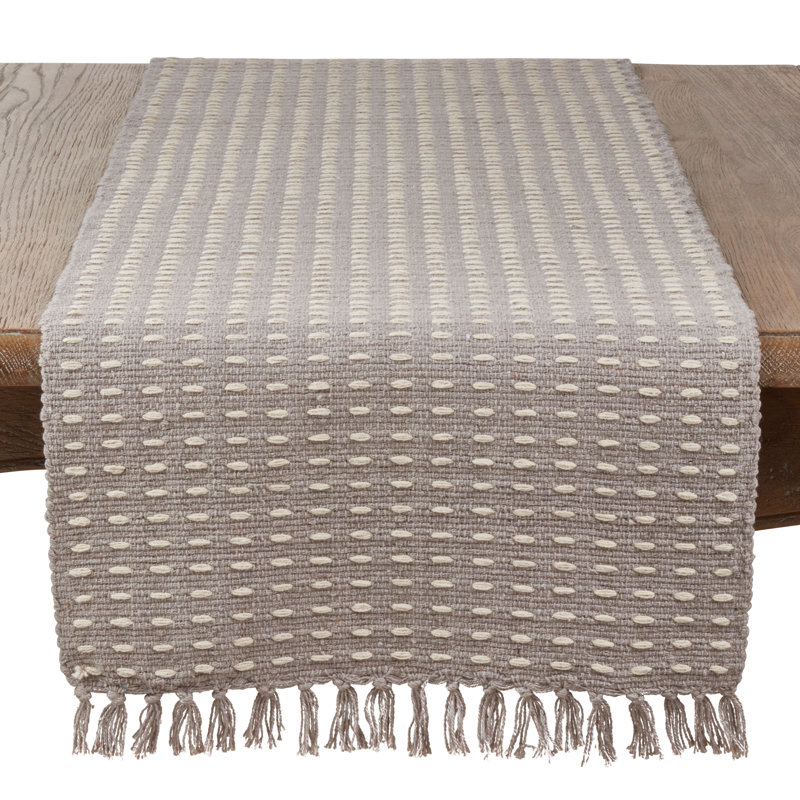 Dashed Woven Table Runner, 54" L x 16" W, Grey