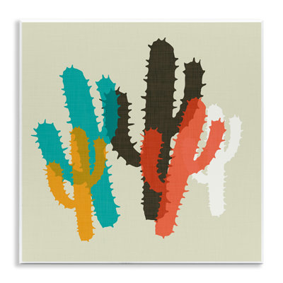 «Layered Bold Cacti», art mural sur bois par SD Graphics Studio
