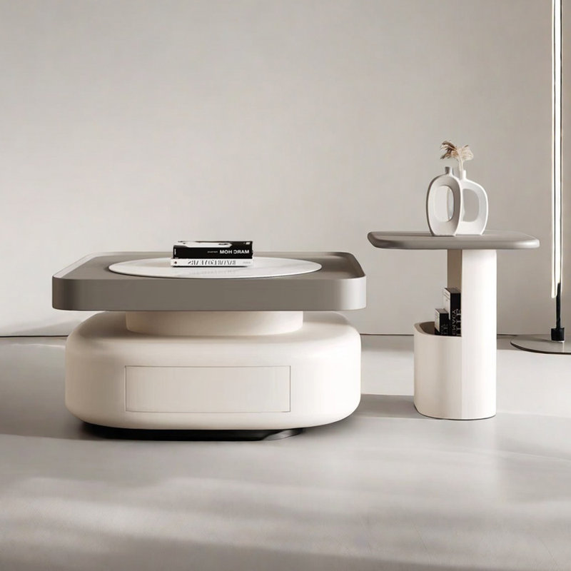 Light luxury modern simple coffee table, White/Light Gray