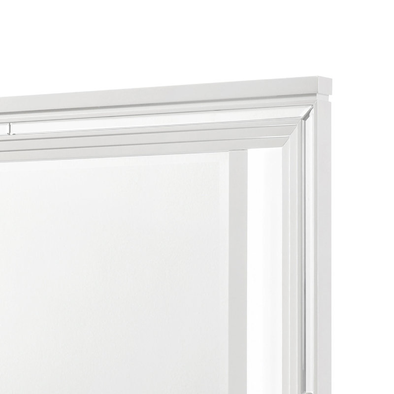 Miroir de commode à DEL Mory, éclairage tactile, cadre en bois blanc, 36 pouces