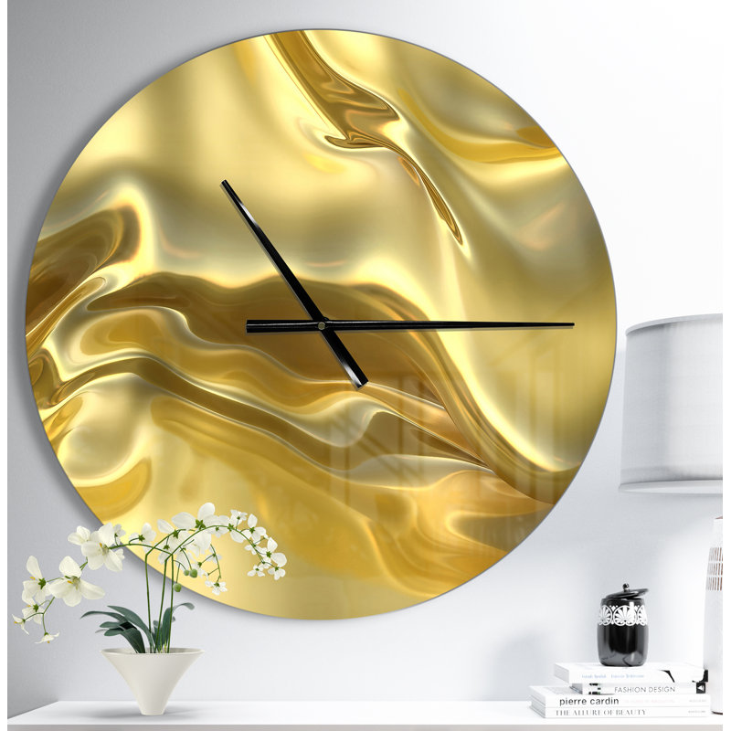 Texture de tissu doré - horloge murale moderne, Moyen