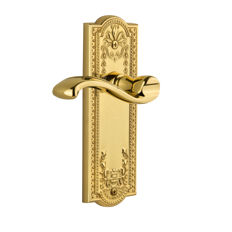 Grandeur Parthenon Plate Passage with Portofino Lever, Polished Brass, 2 3/4"