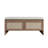 PP Rattan Bench With Storage,Faux Rattan Shoe Cabinet With 2 Doors,Farmhouse Shoe Bench For Living Bedroom,Natural
