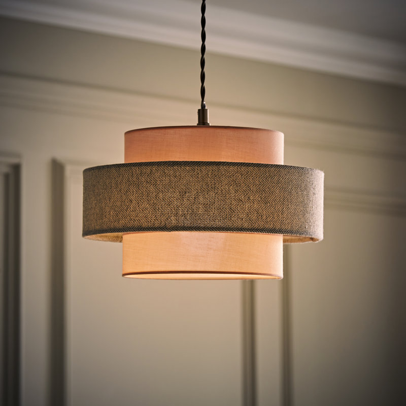 Nellie 19cm H Cotton Novelty Pendant Shade ( Clip On ), Pink/Grey