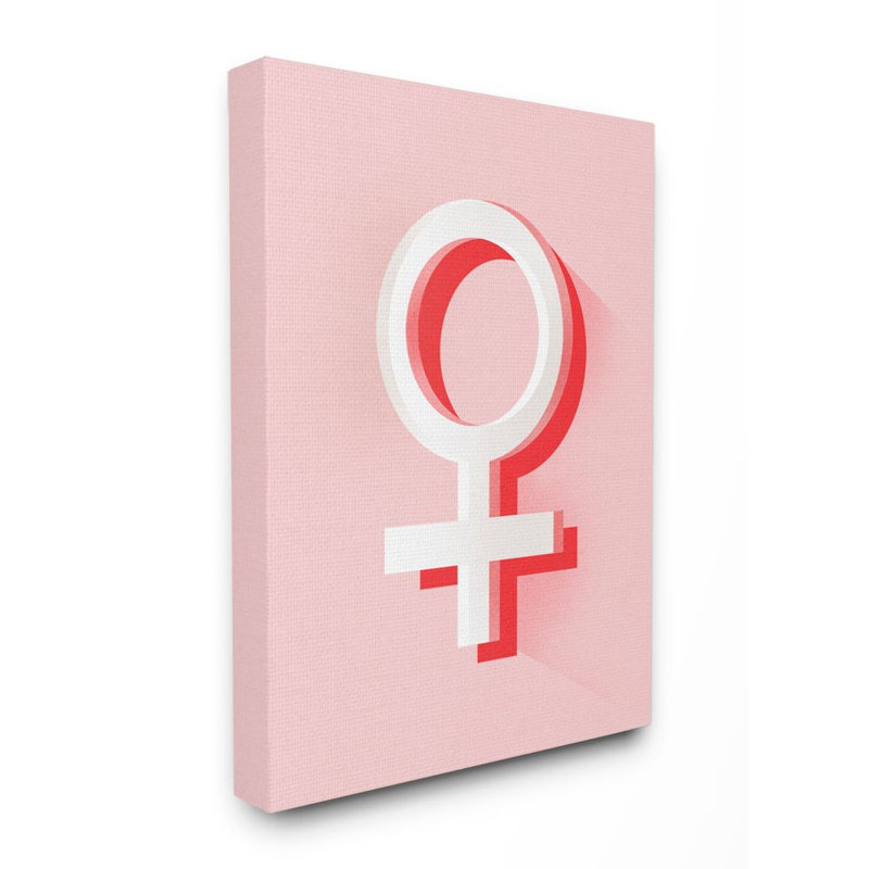 Symbole féminin - reproduction d'art textuel en rose, Toile tendue, H 20 po x l 16 po