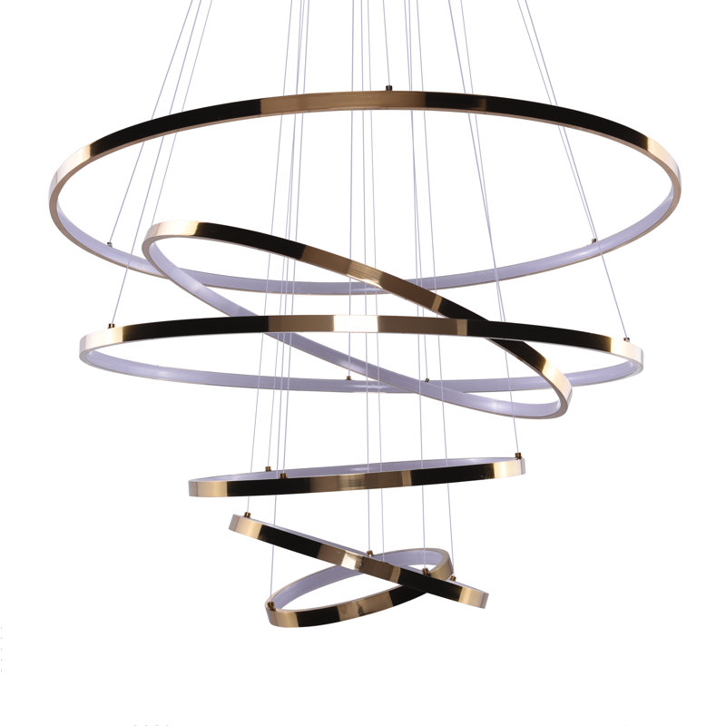 6 - Light LED Geometric Pendant, Gold