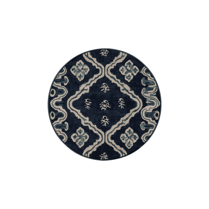 Machine Washable Gray Area Rug, Round 6'