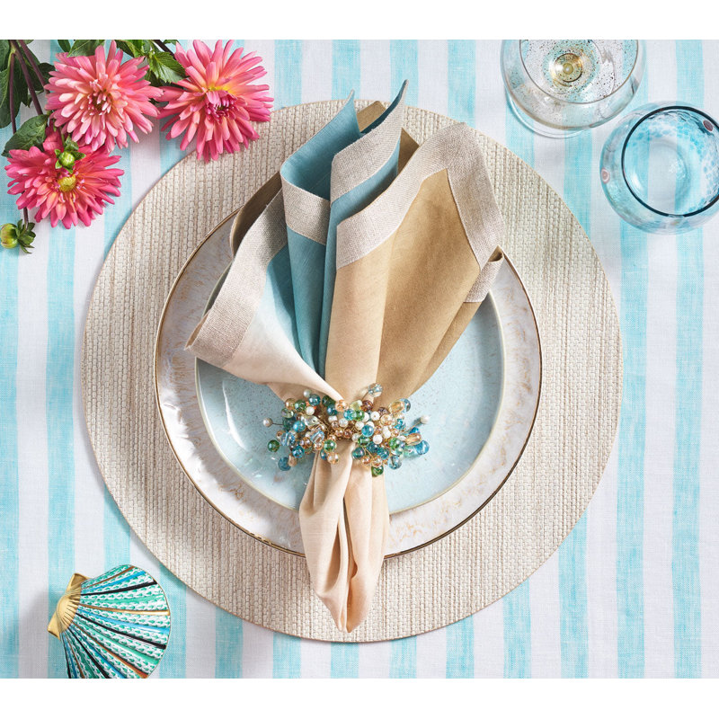 Spritz Napkin Ring, Natural/Seafoam
