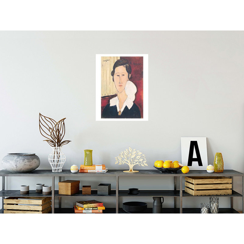 Portrait de madame Hka Zborowska par Amedeo Modigliani - estampe numérique, H 28 po x l 22 po