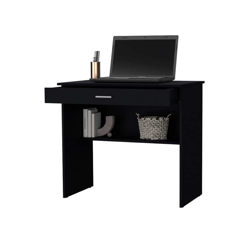 Bureau de rangement avec tiroir et tablette, Noir