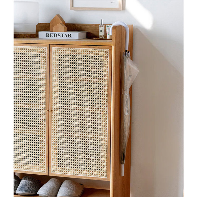 Armoire de rangement à chaussures en rotin, Brun