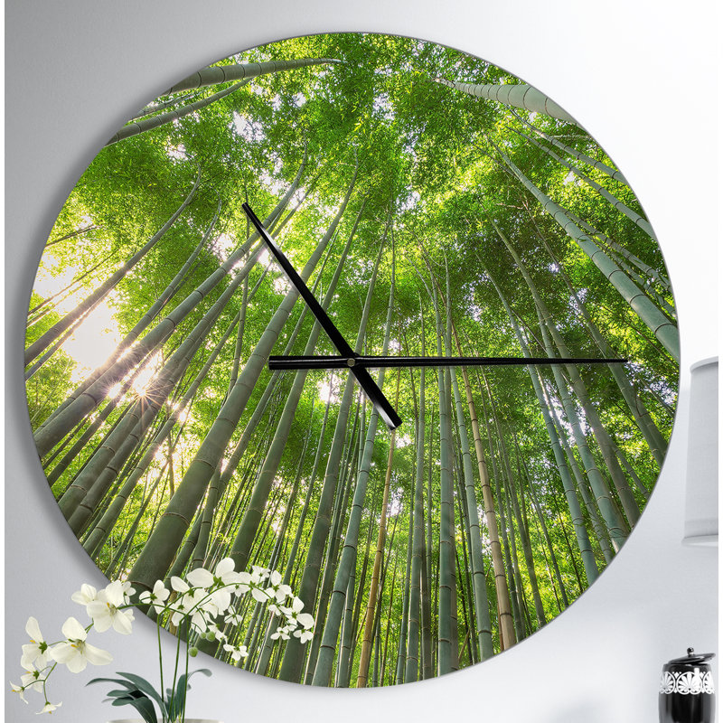 Pics de bambou dans la forêt de Kyoto - Horloge murale moderne, Moyen