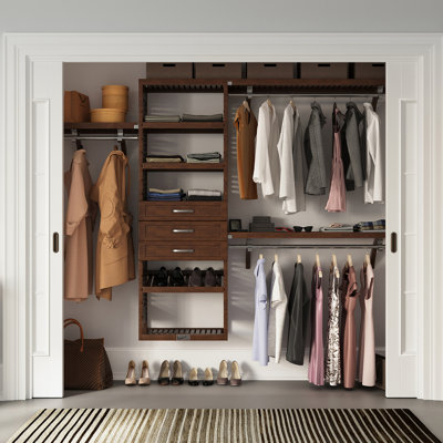 John Louis Home Solid Wood Walk-In Closet System with 3-Drawers Chestnut