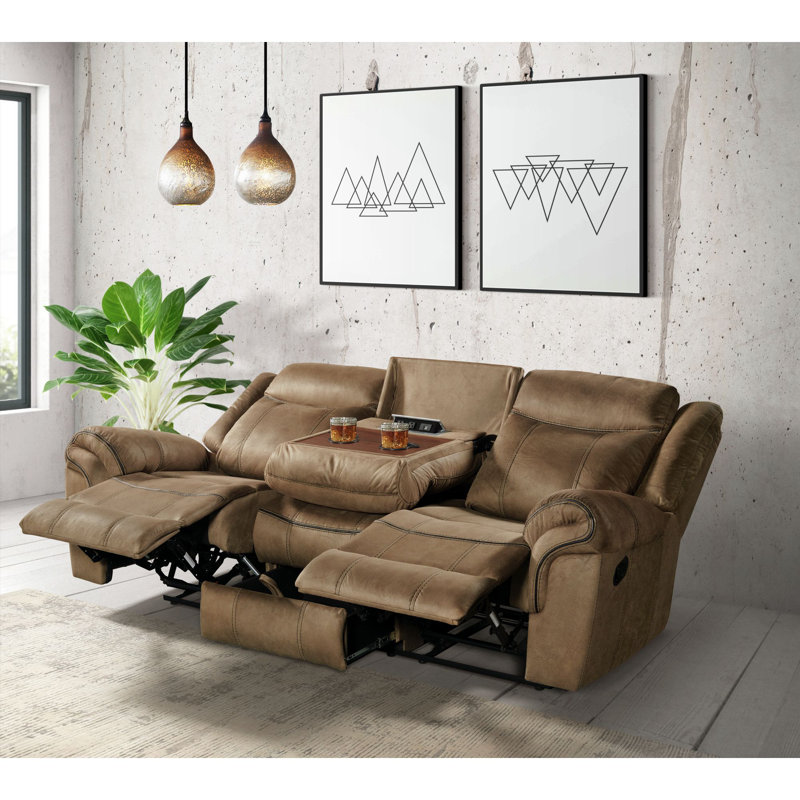 Canapé inclinable manuel 85 po Lyzeth, Polyester à 100 % de couleur brune