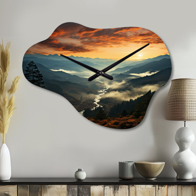 Horloge murale en métal USA, Great Smoky Mountains in Sunset - États-Unis