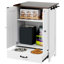 Station d'alimentation pour chien, armoire de rangement pour nourriture pour chien avec bols de chien cachés, panneau réglable, crochets, pour chiens de taille moyenne