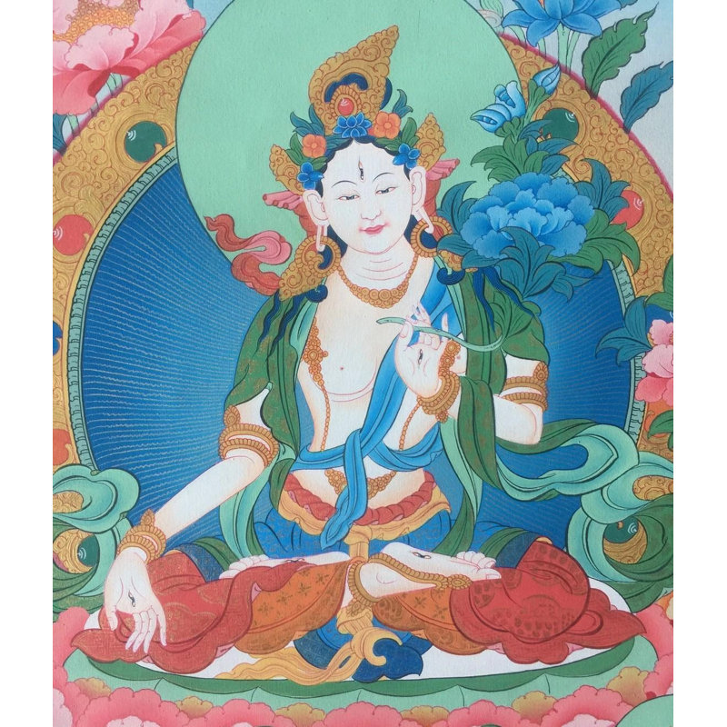 Déesse blanche Tara Thangka (Brocadeless Thangka)