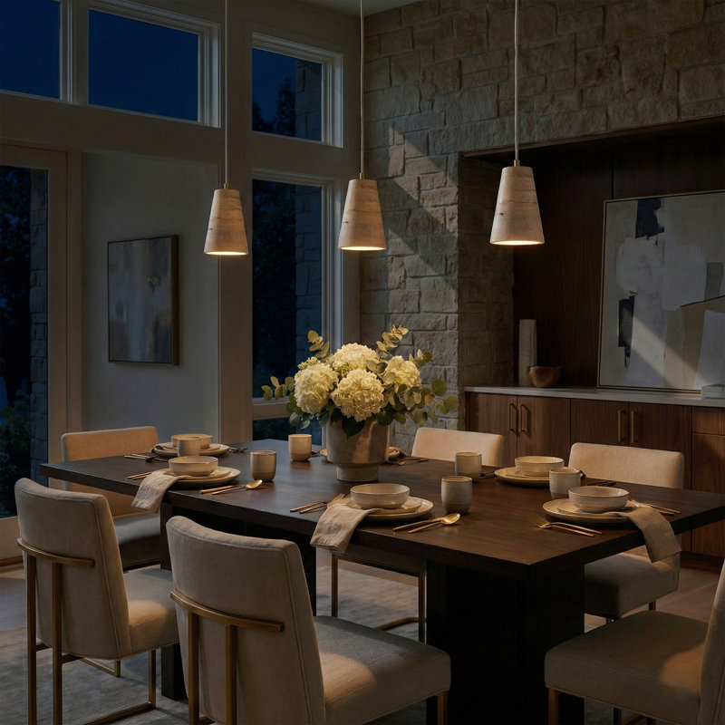 1 - Light Natural Stone Cone Pendant Light