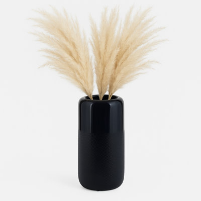 Rachael Stoneware Ceramic Vase with Textured Body and Rounded Rim Design