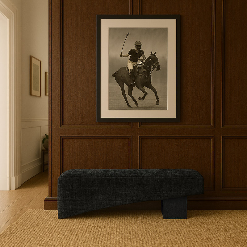 Alora Fabric Bench, Black, Black Polyester Fabric