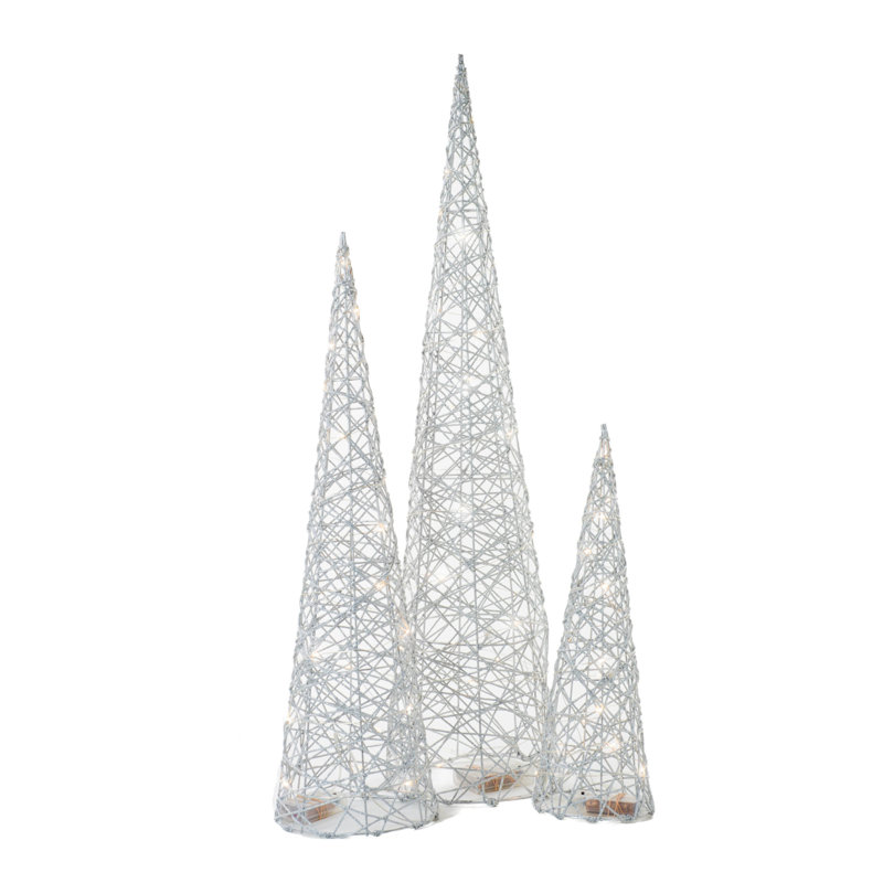 Ensemble d'arbre éclairé argenté, Argent