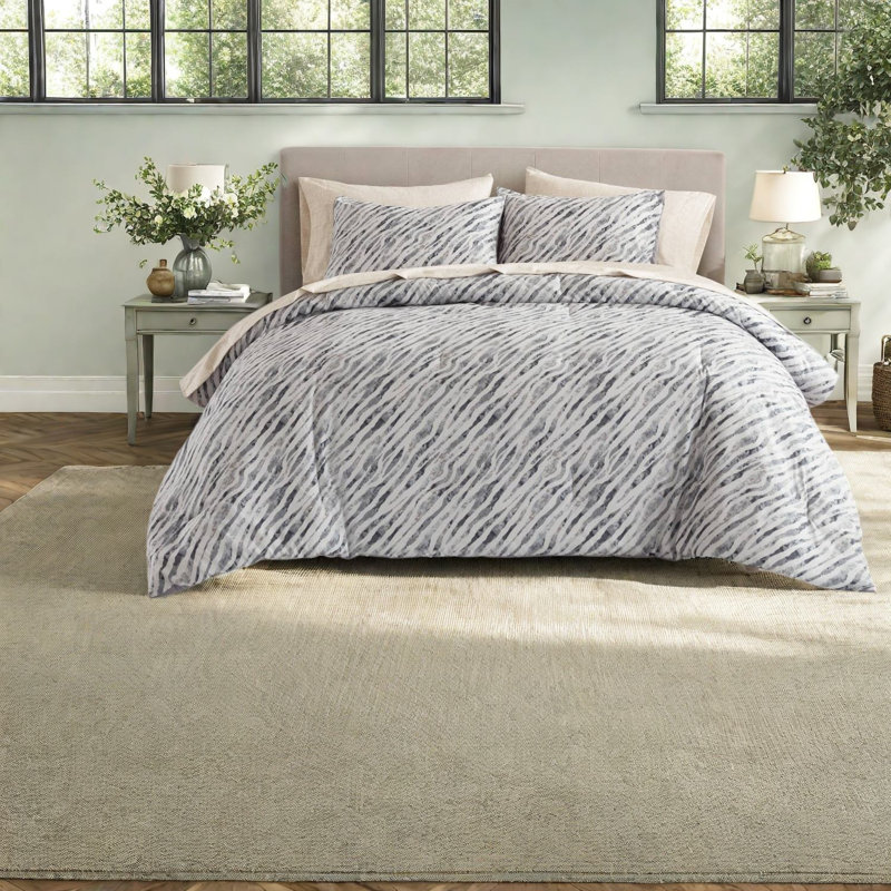 Ensemble de literie pour grand lit, ensemble d'édredon gris moderne en microfibre de polyester