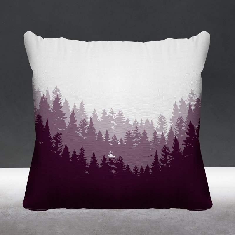 Coussin intérieur / extérieur Pine Trees Cabin, 17 po x 17 po, Mauve, Carré