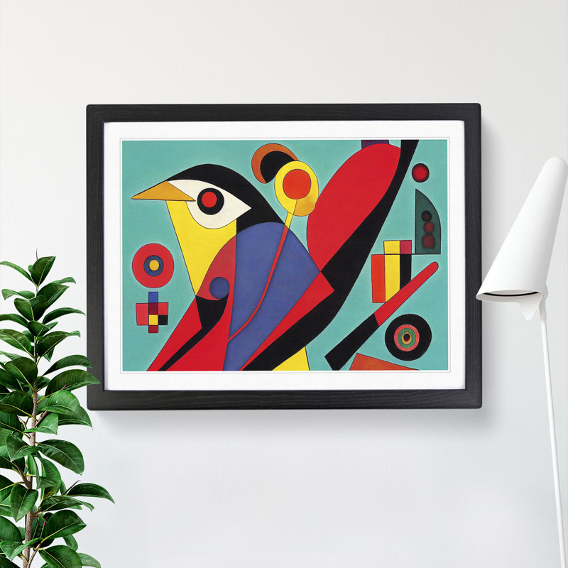 Crow Bird Abstract Vol.1 - Single Picture Frame Print, Black, 46cm H x 64cm W x 2cm D