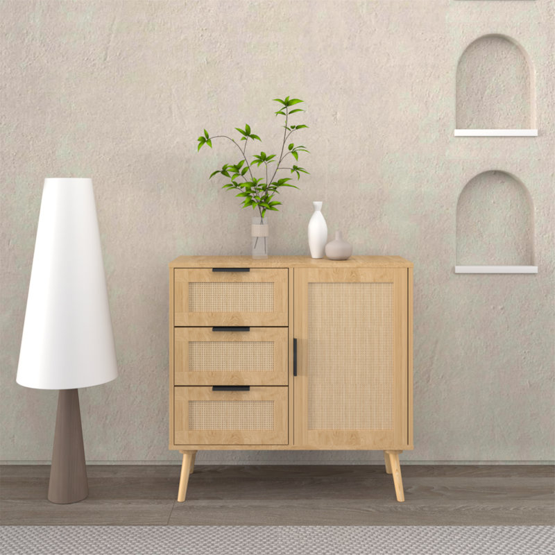 Versatile Rattan Wood Cabinet for Efficient Organization in Every Room