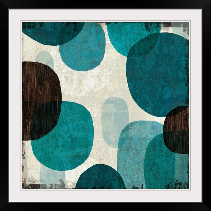 «Brodin Blue Drips I» par Michael Mullan, impression, H 32 po x l 32 po x P 1 po, Cadre noir