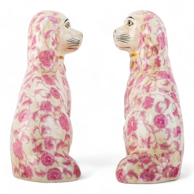 Porcelain Staffordshire Dog Figurines Pair