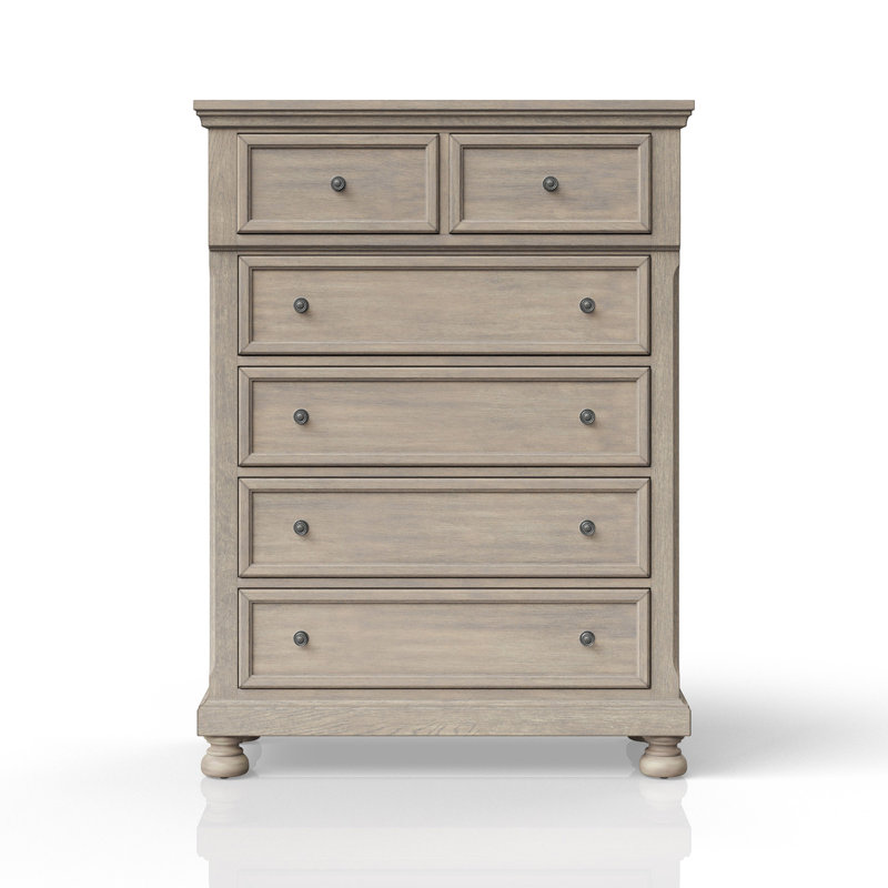 Commode 5 tiroirs gris antique