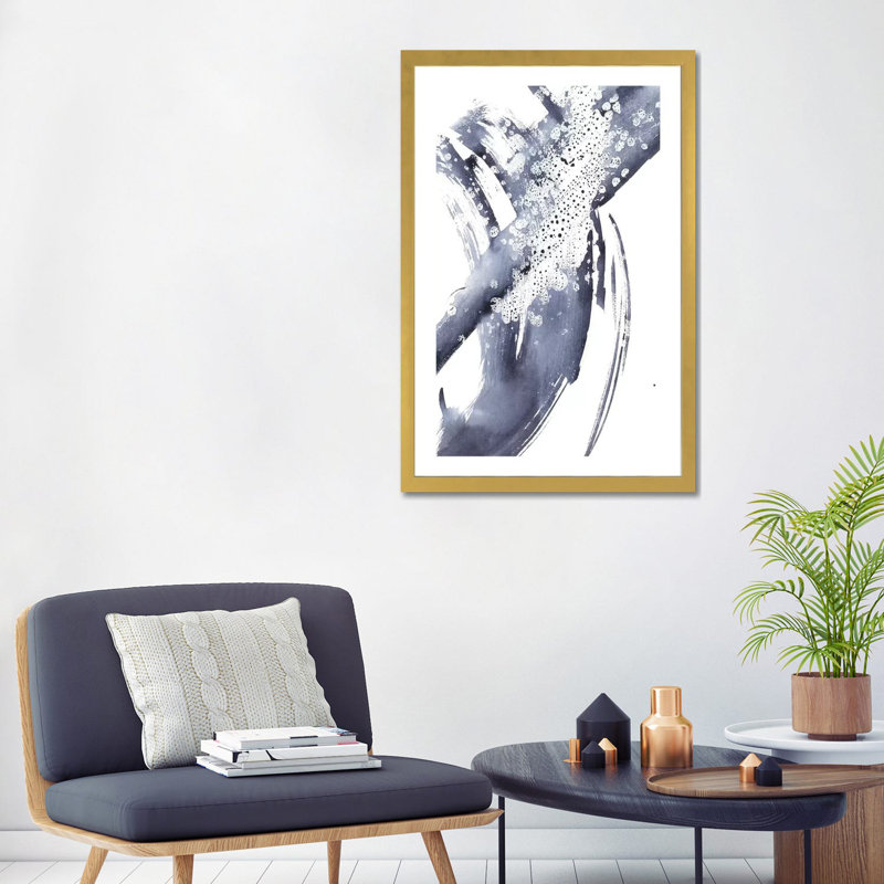 « Directionnalité V » par Ethan Harper, reproduction d’art, Blanc, H 32 po x l 24 po x P 1 po, Papier encadré doré