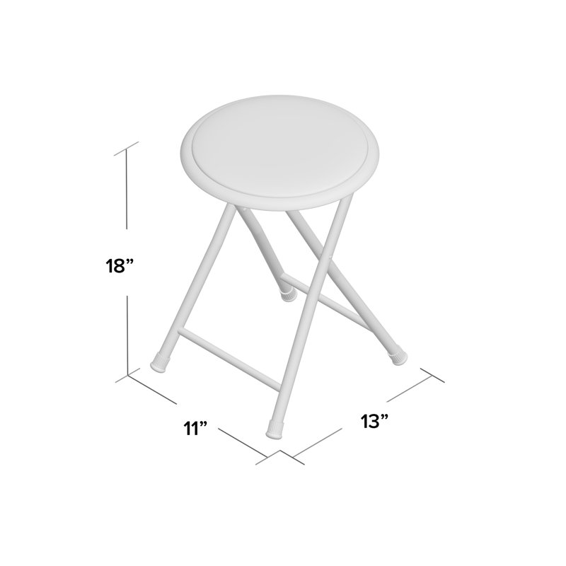 Tabouret pliant sans dossier de 18 po Aloy avec capacité de 225 lb, 2 paquets (blanc), Blanc, 1
