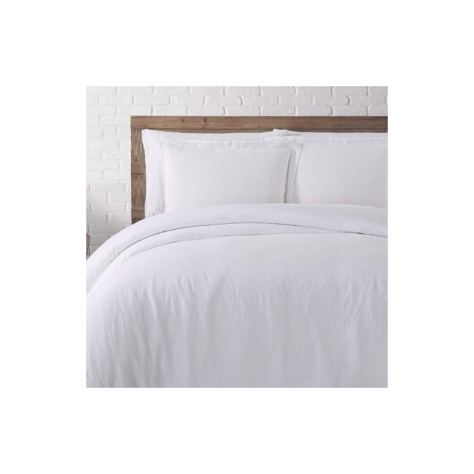 Nena Linen Percale Duvet Cover Set, White, King Duvet Cover + 2 King Shams