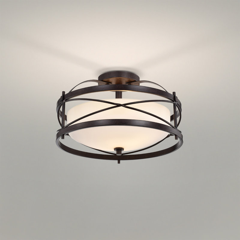 Gaen 2-Light 14" Semi Flush Mount, Old Bronze