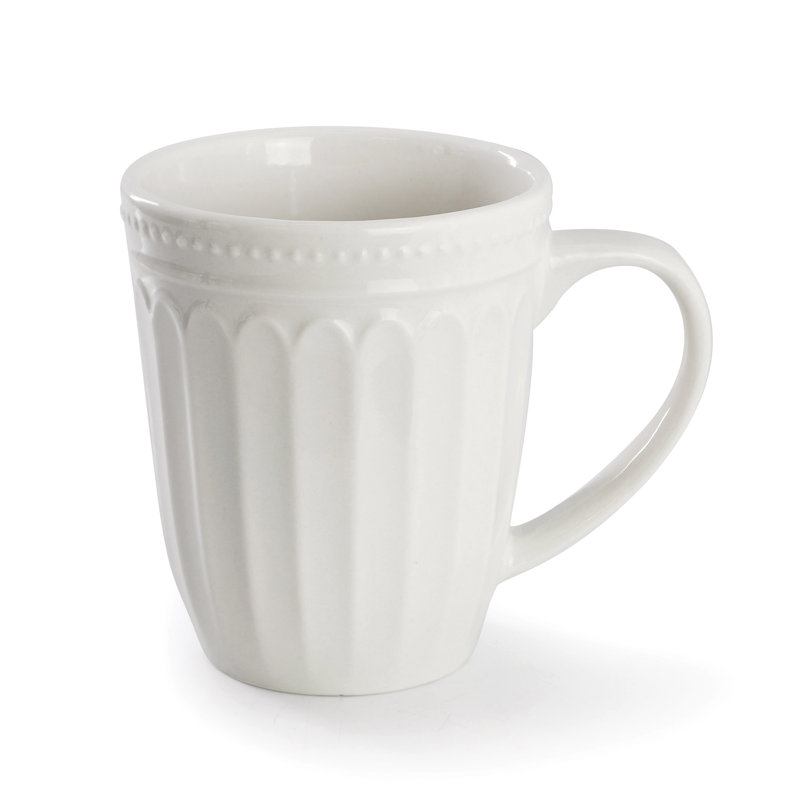 Elama Hansel 16 Piece Stoneware Dinnerware Set in White, Service for 4