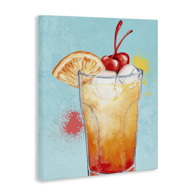 Fruity Cocktail on Blue Canvas Wall Art, design by Kim Allen