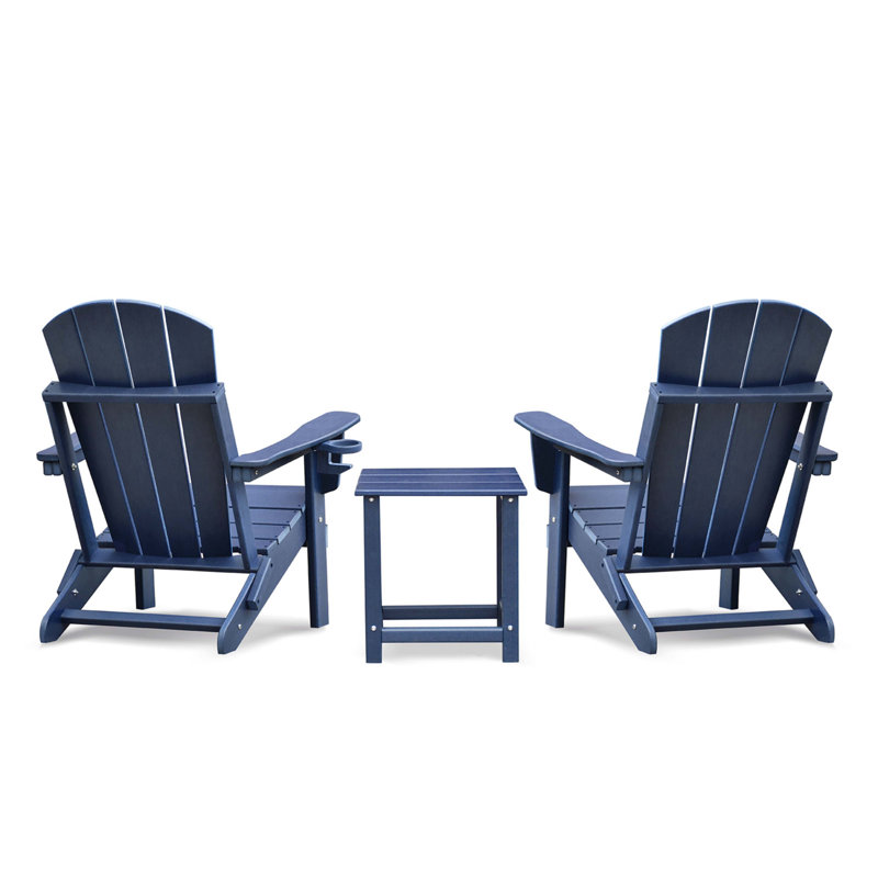 Folding Outdoor Adirondack Chair Set Of 2 And Table Set