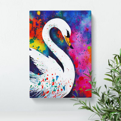 Swan Paint Splash No.3 Abstract - Wrapped Canvas Print