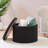 Collapsible Storage Ottoman Round with Tray Teddy Fabric Living Room Bedroom Ottoman with Storage-984372732