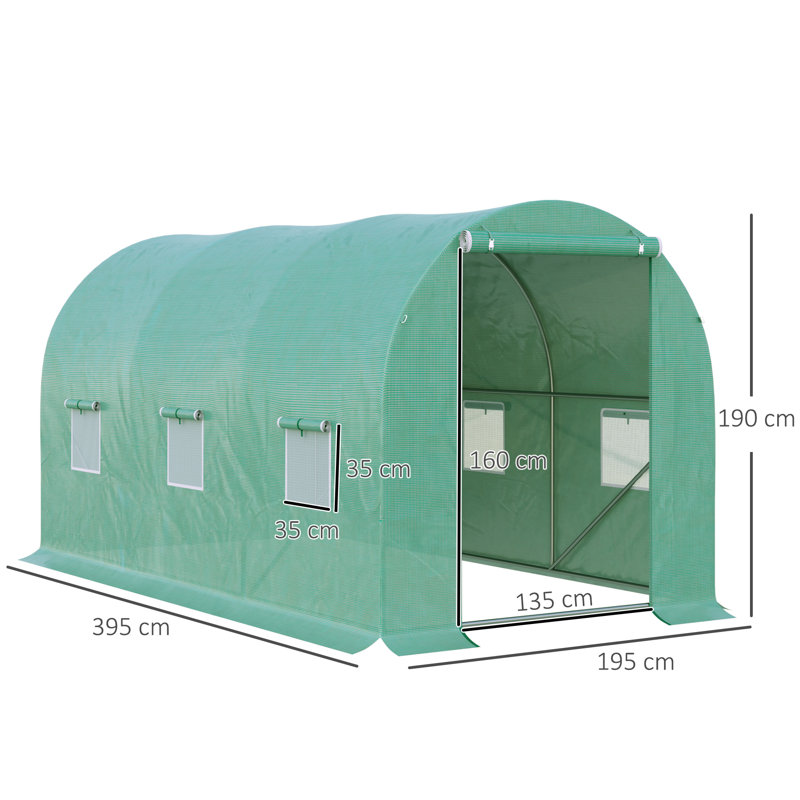 Selden Traditional Polytunnel Greenhouse With Roll-Up Door And UV-Resistant PE Cover