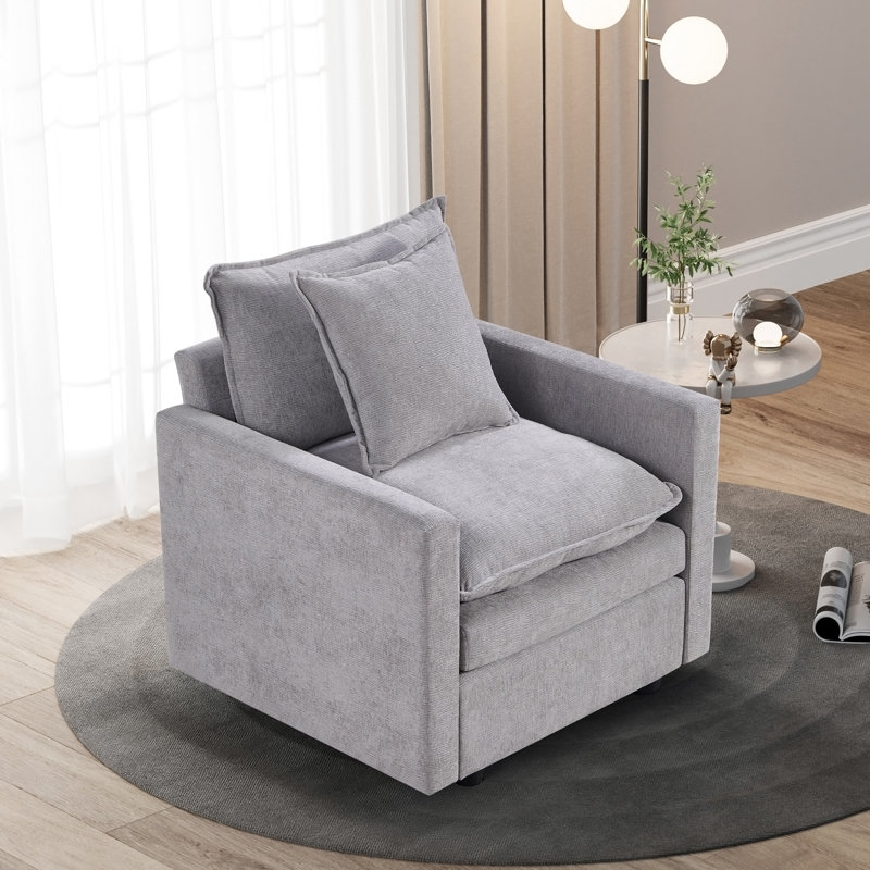 Canapé-lit en tissu d'ameublement Chenille, Gris