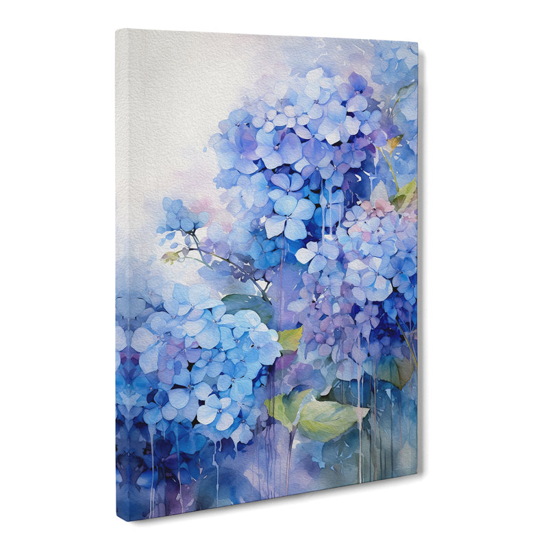 Hydrangea Action Painting Art No.3 - No Frame Print, 50cm H x 35cm W x 3cm D
