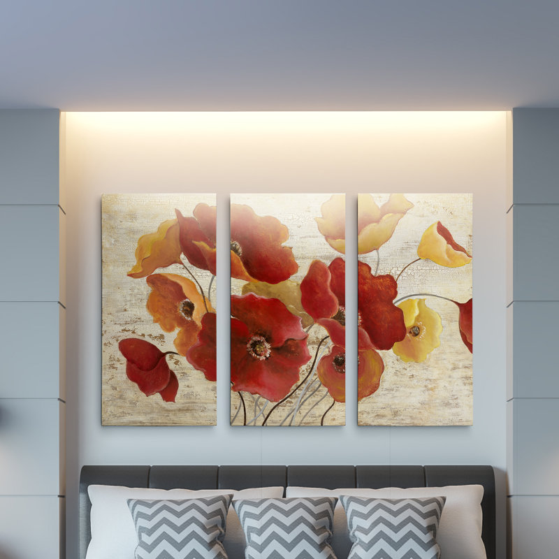 Flandres Fields-reproduction d’art sur toile 3 pièces, H 24 po x l 36 po x P 1,5 po
